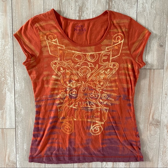 Mudd Tops - Mudd love life y2k orange graphic tee